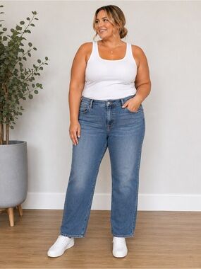 Silver Jeans Co. Straight Leg Jeans Medium Wash Stretch Denim Plus Size